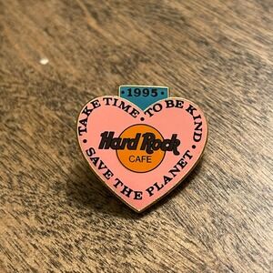 Hard Rock Cafe Pin 1995 Heart Take Time to Be Kind Save‎ Planet Collectible EUC